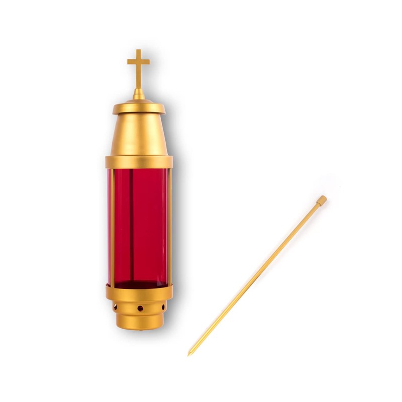 Cemetery Light Candle Holder, Grave Decorations Memorial Lantern with Crosses,