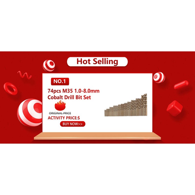 74pc M35 Cobalt Drill Bit Set HSS-CO Twist Drills Bit