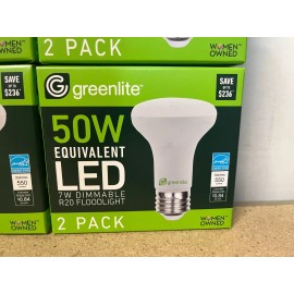 Greenlite 8 Pack GREENLITE 7W 50W Dimmable 3000K LED LIGHT Bulb R20 Floodlight Medium Base