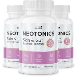 Neotonics Skin and Gut Gummies - 100% Natural Probiotic Gummies, Chewable Probiotics for Digestive Health & Skin Health, Daily Probiotics for Women & Men - Apple Flavor, 30 Gummies, 3 Month Supply