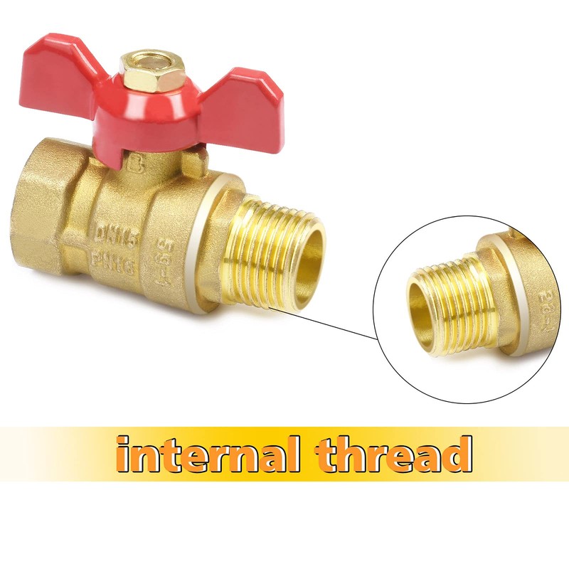 Oumuik Brass 1/2 Inch Ball Valve with Red Wing Handle