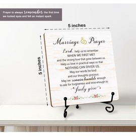 Marriage Prayer Plaque (5"x5"), Anniversary Wedding Gifts for Couple, Christian Religious Home Décor Saying, Wedding Sign (4 Options)