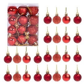 GOOTRADES Set of 24 Mini Shatterproof Christmas Balls Tree Ornaments Party Decoration, 3cm/1.18'' (Red)