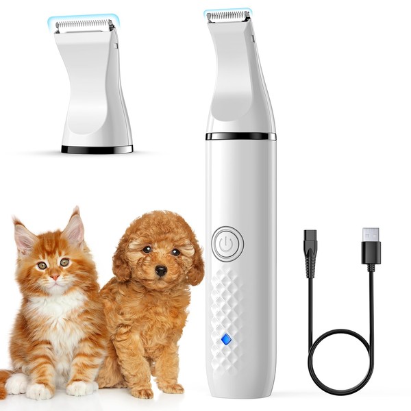 oneisall Pet Trimmer, Detail Clipper, Cat Clipper, 2 Types of Wide Blades, Ergonomic Grip, Feet, Soles, Ears, Face, Butt, Low Noise, Low Vibration, Suitable for a Wide Range of Small Dogs, Medium-Sized Dogs, Large Dogs, Cats, Etc