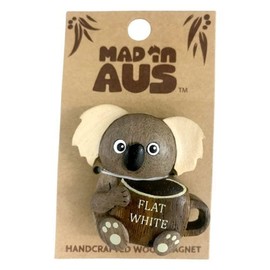 I Love Aus Koala Flat White Wooden Magnet