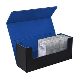 Mcbazel Deck Box for MTG Cards,Card Deck Box for 35PT Magnetic Card Holder, Card Deck Holder for TCG cards,PU Leather Deck Box Storage Case(Black Blue)