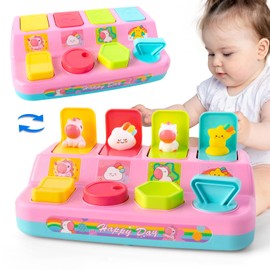 Tovol Zerky Montessori Pop Up Cause and Effect Baby Toy for 1-3 Years Old, Interactive Developmental Toy with Button & Number, Early Educational Toy for Toddler 9 12 18 Months