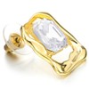 Stylish Gold Tone Statement Stud Earrings Twisted Square Frame with