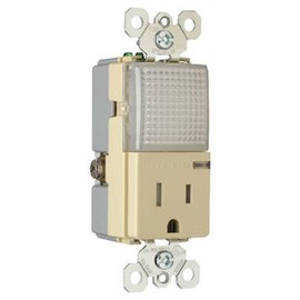 Legrand-Pass & Seymour TM8HWLTRICC6 Decorator Combination Hall Light and Tamper Resistant Single Receptacle, Ivory