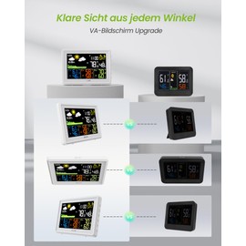 BALDR Wireless Weather Station with 3 Outdoor Sensors, DCF Colour Screen Weather Station with Weather Forecast, Indoor Outdoor Digital Thermometer, Hygrometer, Barometer and Custom Alarms (White)