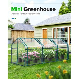 Quictent Portable Mini Cloche Greenhouse w/ Elevated Bottom, Reinforced High Light Transmission Waterproof UV-Resistant Hot House for Indoor Outdoor, w/ 50 T-Shaped Plant Tag, 95" x 36" x 36" (Clear)