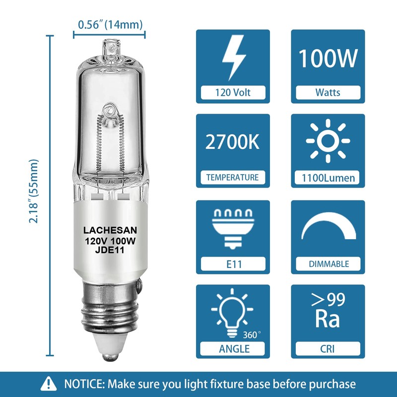 Lachesan JDE11 120v 100w, E11 Halogen Light Bulb,Dimmable T4 Mini