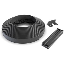 Vodaland No Dig Garden Border | Edging for Straight, Curved, or 90 Degree Landscaping Borders | Durable HDPE with 16 Anchoring Stakes - 40 Feet, Black