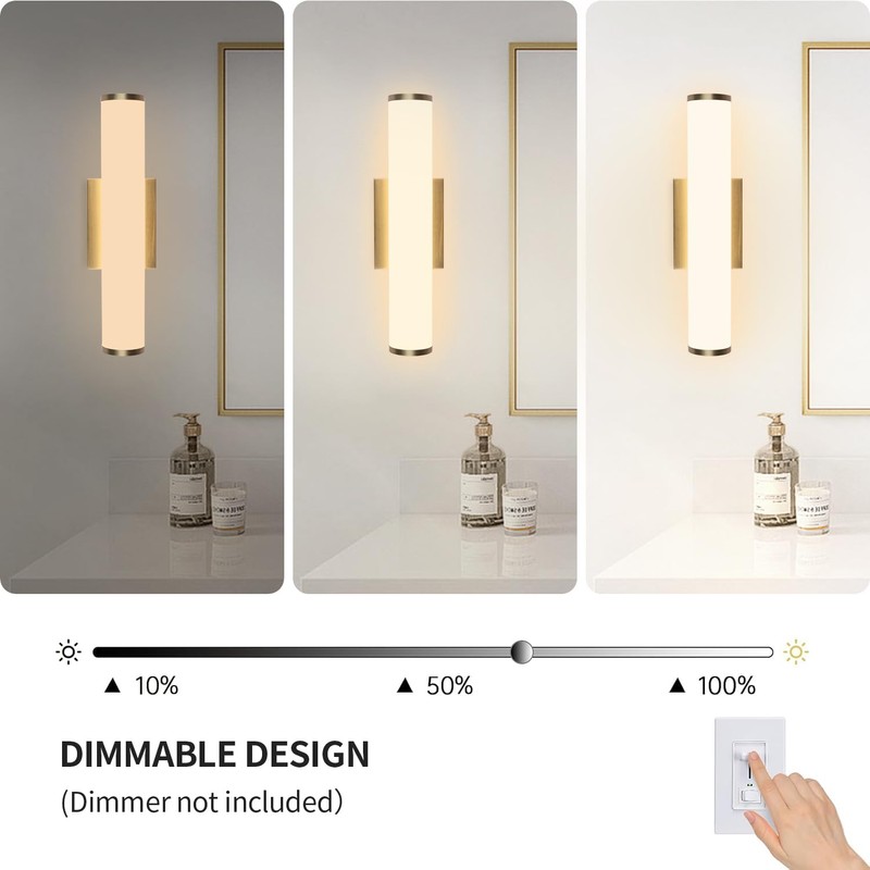 Kalium 16in Modern Wall Sconces, Dimmable Bathroom Vanity Lights, 3000K