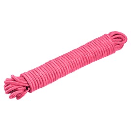 sourcing map Polypropylene Rope Braid Cord 12M/39.4ft 1/4" Pink for Indoor Outdoor Camping Clothes Line