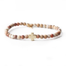 Lenny & Eva Faith Over Fear Cross Stretchable Bracelets for Women Inspirational Jewelry with Message on Card, 7 inch