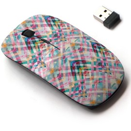 2.4G Wireless Mouse with Cute Pattern Design for All Laptops and Desktops with Nano Receiver - Retro Geometric Zigzag