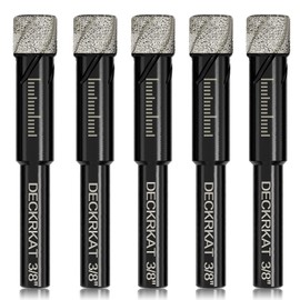 5 Packs Dry Diamond Drill Bits Set 3/8" 10mm Vacuum Brazed Diamond Hole Saws for Granite Tile Ceramic Marble Stone Glass and More Hard Materials (not for Wood), Round Shank with Storage Case