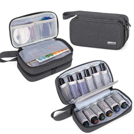 Luxja Essential Oil Carrying Case - Holds 12 Bottles (5ml-15 ml), Portable Double-Layer Organizer for Essential Oil and Accessories, Black