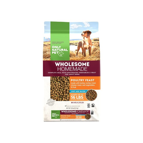 Only Natural Pet Wholesome Homemade Poultry Feast Dehydrated Dog Food - 18lb (Makes 56lbs of Wet Food)