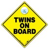 Twins on Board Sign, 14cm x 14cm, Baby on Board