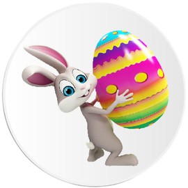 Kiwi Gifts Easter Bunny Holding Egg - 3 Pack Circle Stickers 3 Inch - Spring Cute Basket