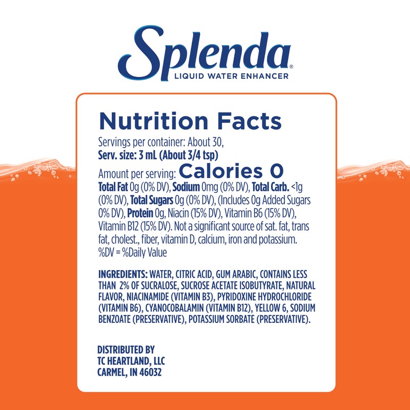 SPLENDA Liquid Water Enhancer Drops, Sugar Free, Zero Calorie, Natural