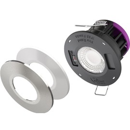 Bright Source LED Dimmable All-in-1 Downlight - 8w 64mm Cut Out 700-750lm - 3CCT Switchable 3000K 4000K 6000K - Fire Rated - IP65 Waterproof - Comes with White & Brushed Steel Bezels