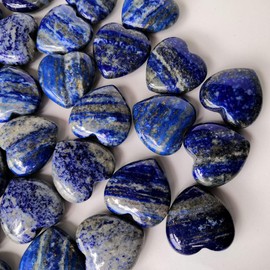 Loveliome 4 Pcs Natural Lapis Lazuli Love Heart Palm Stone Reiki Balancing Worry Stone(1 Inch)