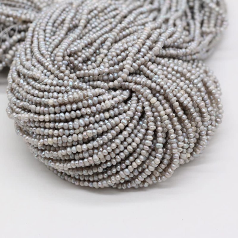 Natural Mini Pearl Beads Irregular Rice Shape Dyed Grey Freshwater