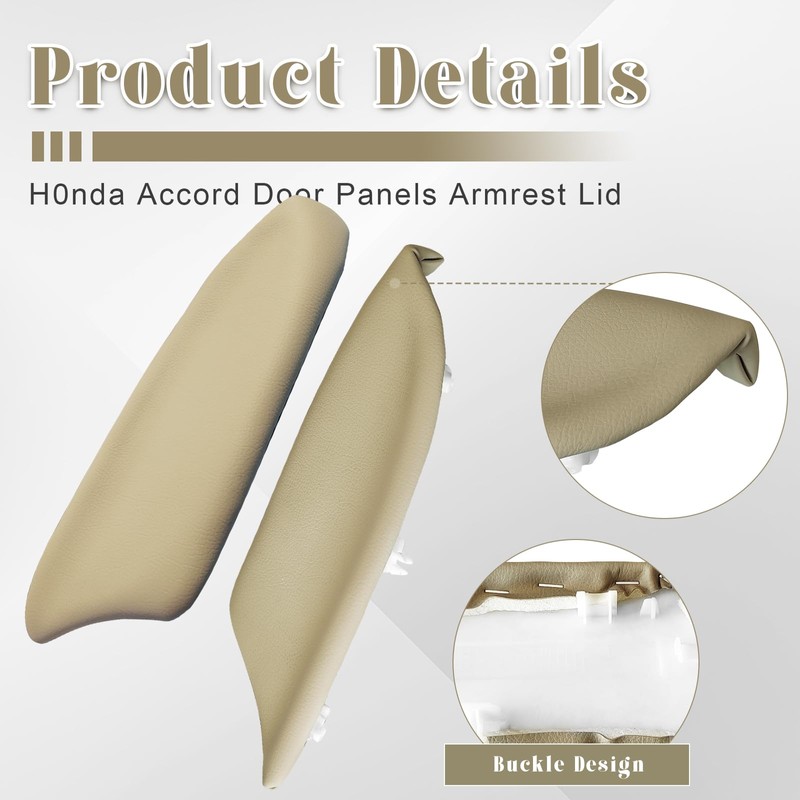 1 Pair Beige PU Leather Door Panel Armrest Cover for