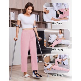 Deyeek Womens Tear Away Pants After Hip Surgery Post Surgery Pants for Women Hip Surgery Recovery Supplies Hospital Pant Pink