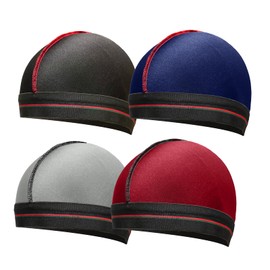 ForceWave Silky Stocking Cap for Men Women, Black Compression Wave Cap for 360 Waves, 4-Pieces