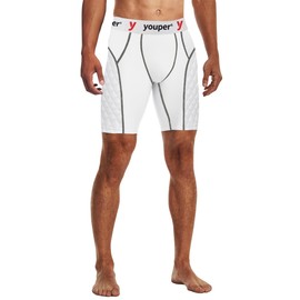 Youper Adult Elite Padded Sliding Shorts with Cup Pocket, Men's Slider Shorts for Baseball & Football (White/Red/Grey, Medium)