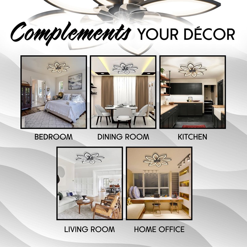 35'' Bladeless Ceiling Fan with Lights and Remote, Flush Mount