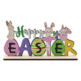 Alnicov Easter Table Decorations, Easter Wooden Table Sign Happy Easter Bunny Stand Tabletop Ornaments Spring Wood Table Centerpieces For Easter Party Decoration Indoor Home Decor