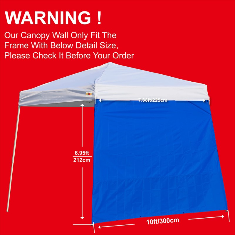 ABCCANOPY Slant Leg Canopy SunWall, 1 Pack Sidewall Only, Blue