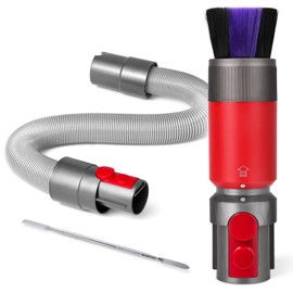 Dusting Brush & Flexible Extension Hose Compatible with Dyson V7/ V8/ V10/ V11/ V15 Vacuum Cleaner Self-cleaning Soft Bristles, Cordless Vacuum Accessaries with Trigger Lock
