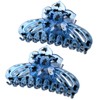 Floral Hair Claw Clips, LargeFlower Design, 2-Pack (blue with black