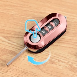 OATSBASF Car Key Case for Fiat, Key Case Suitable for Fiat Lancia, Key Box Cover, 3 Buttons (Pink)