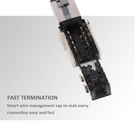 Conectores RJ45 blindados sin herramientas, Cat6A (paquete de 4), enchufe de terminación de campo blindado STP, 22 a 26 Awg, con kit de bloqueo (4 piezas de bloqueo + 1 llave)