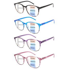 Ronecool Progressive Multifocus Reading Glasses, Blue Light Blocking Computer Readers Spring Hinge 4 Pack (Multicolor, 2.0, x)