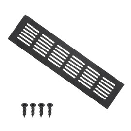PATIKIL 10 x 2.4 Inch Door Air Vent Cover, Aluminum Grille Ventilation Cover Louvered with Mounting Screws for Cabinet Wardrobe Door, Black