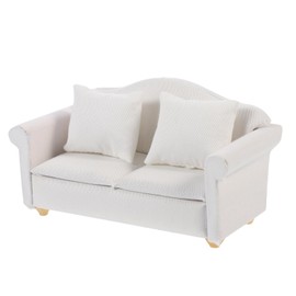 Warmhm White Fabric Miniature Sofa for Dollhouse 1:12 Scale Miniature Landscape Decor Diy Craft