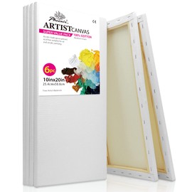 PHOENIX Stretched Canvas for Painting 10x20 Inch/6 Value Pack, 8 Oz Triple Primed 5/8 Inch Profile 100% Cotton White Blank Canvas, Rectangular Framed Canvas for Oil Acrylic & Pouring Art