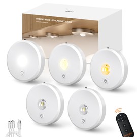 Puck Lights Cordless with Remote Control, 2200mAh Rechargeable Under Counter Lighting,3 Color Temperatures Dimmable Under Cabinet,Closet Light,Tap Light for Hallway (White, 5PCS)
