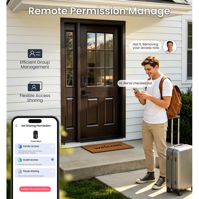 Veise VE027-L WiFi Smart Lock with Handles Set for Front