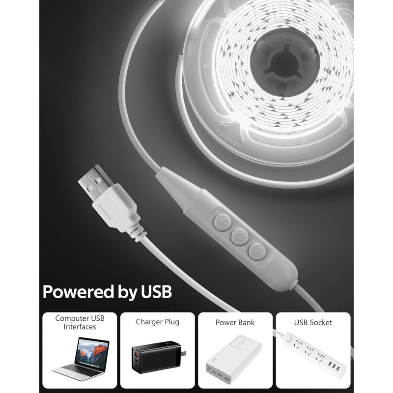 Aclorol USB COB LED Strip Light 1M Dimmable LED TV