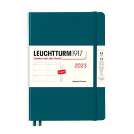 LEUCHTTURM1917 365947 Weekly Planner Medium (A5) 2023, 12 Months, Pacific Green, English