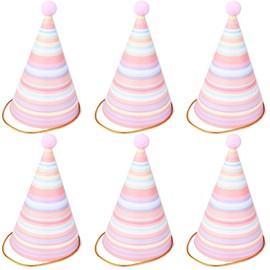 Vesil Pink Happy Birthday Party Hats for Girls Women Party Decorations, 6ct